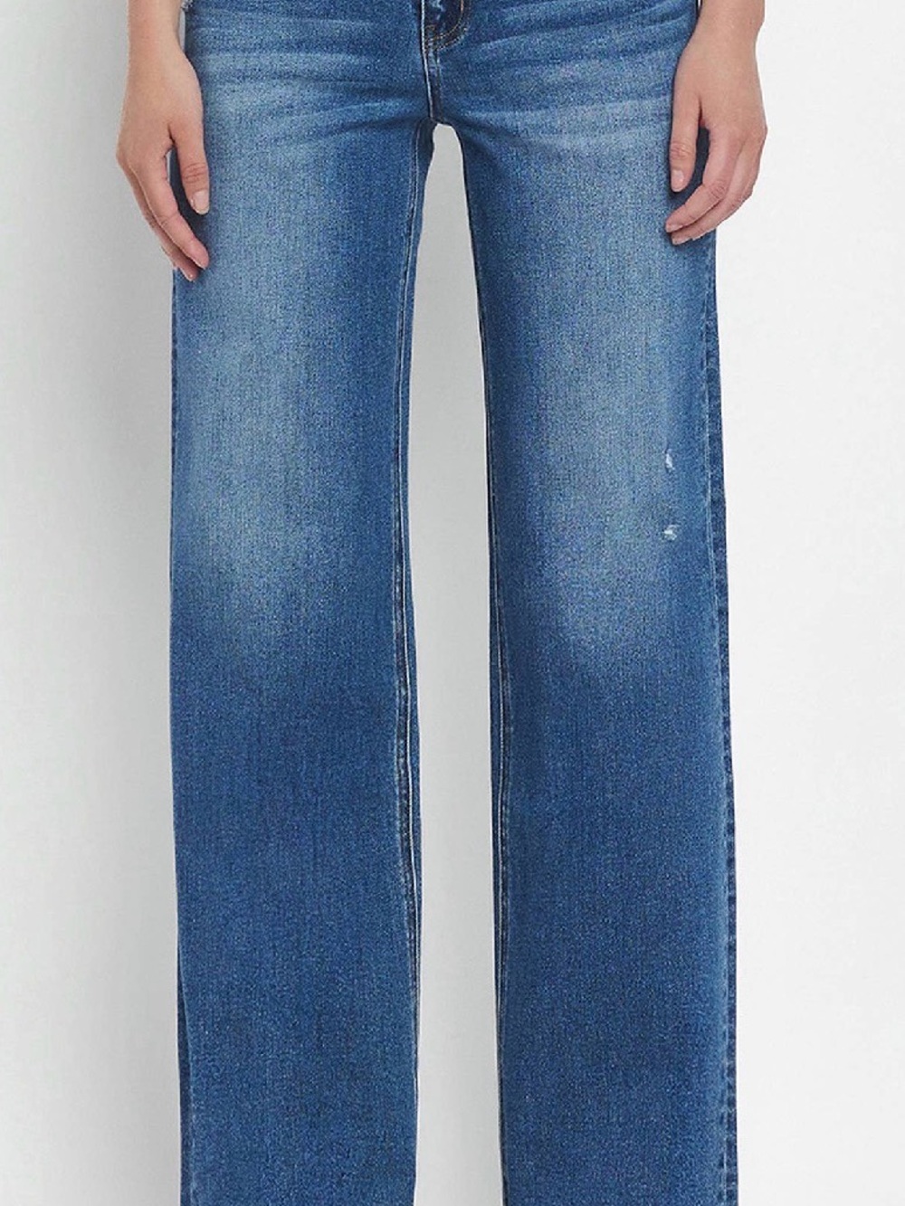 VERVET BY FLYING MONKEY Relaxed Wide Leg Jeans - Blue Denim